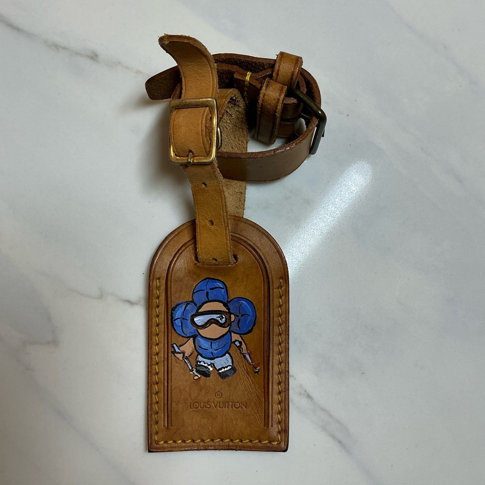 Louis Vuitton Leather Tag with hand painted Vivienne Ski